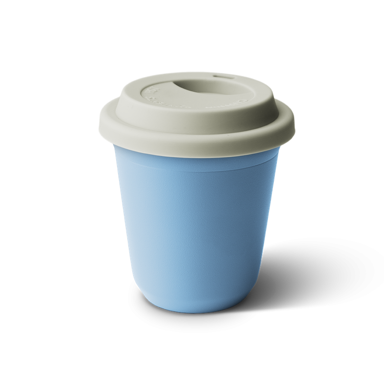 Kubek 240 ml BŁĘKITNY, z białą pokrywką